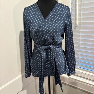 Vince Camuto Slate Blue Wrap Blouse